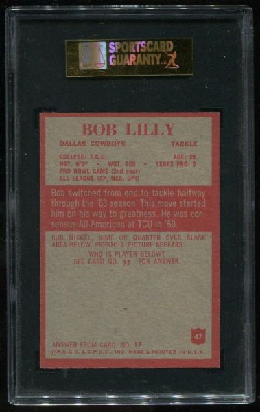 1965 Philadelphia #47 Bob Lilly SGC 88
