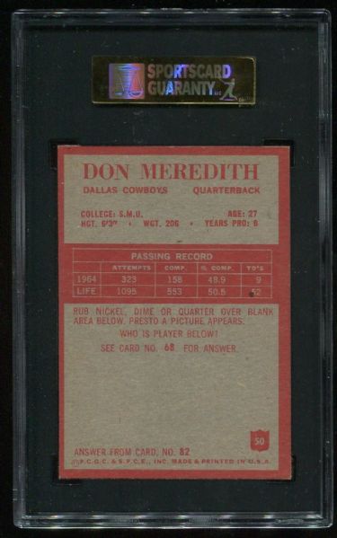 1965 Philadelphia #50 Don Meredith SGC 88