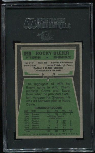 1975 Topps #39 Rocky Bleier RC SGC 96