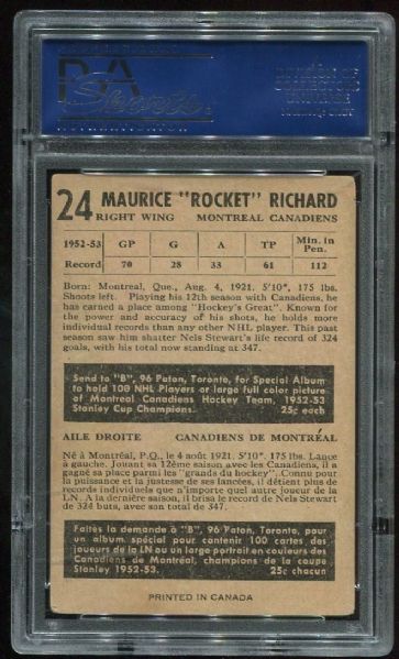 1953 Parkhurst 24 Maurice Richard PSA 2