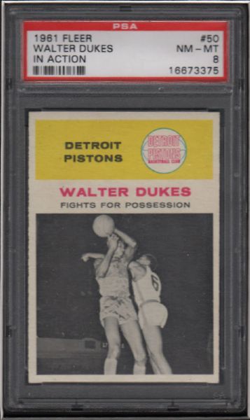 1961 Fleer #50 Walter Dukes In Action PSA 8