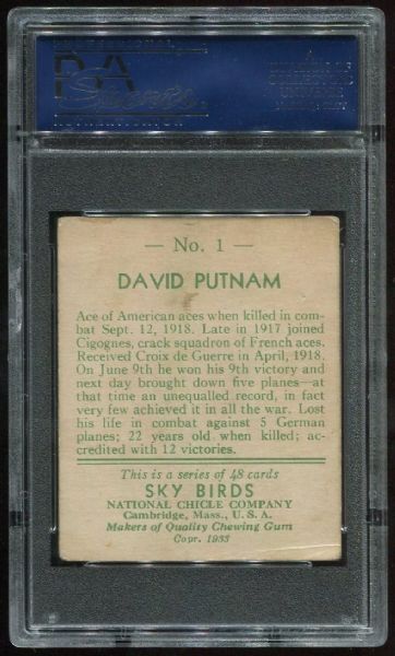 1933 National Chicle Sky Birds 1 David Putnam PSA 4