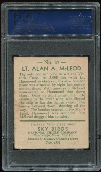 1934 National Chicle Sky Birds 85 Lt. Alan Mcleod PSA 4