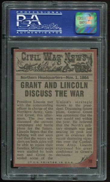 1962 Civil War News #79 Council Of War Abe Lincoln PSA 8