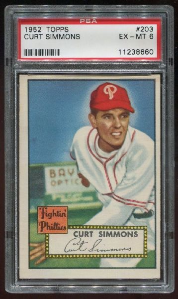 1952 Topps #203 Curt Simmons PSA 6