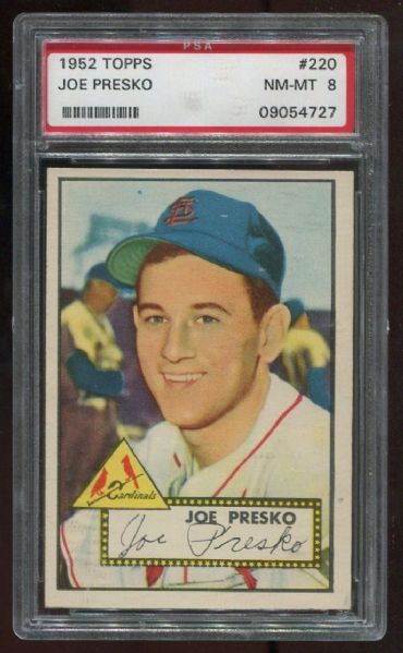 1952 Topps #220 Joe Presko PSA 8