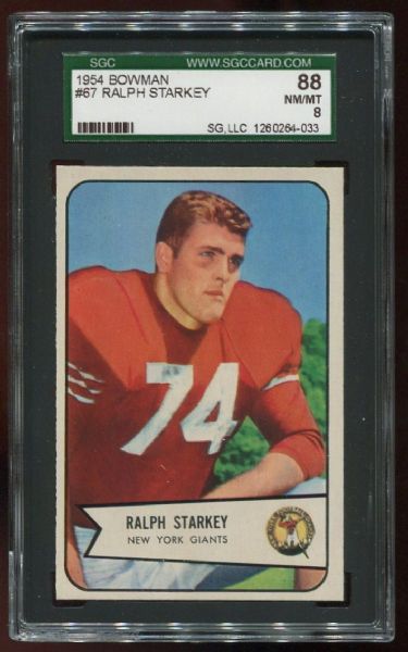 1954 Bowman #67 Ralph Starkey SGC 88