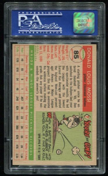 1955 Topps #85 Don Mossi PSA 8