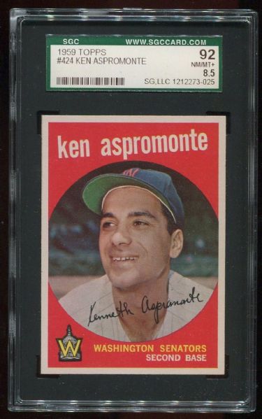 1959 Topps #424 Ken Aspromonte SGC 92