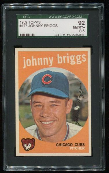 1959 Topps #177 Johnny Briggs SGC 92