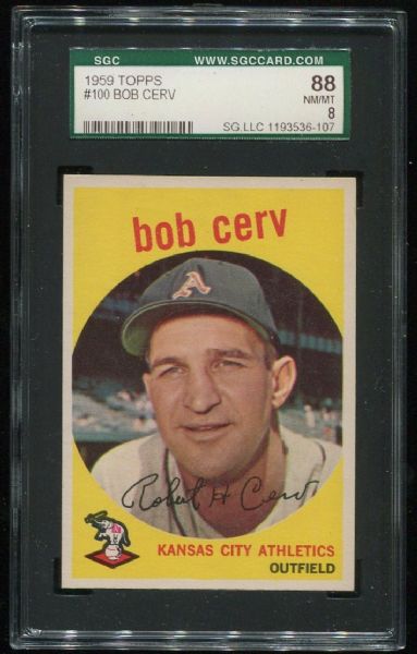 1959 Topps #100 Bob Cerv SGC 88