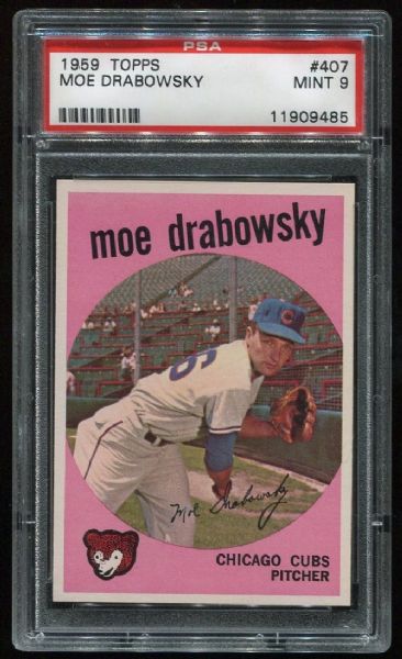 1959 Topps #407 Moe Drabowsky PSA 9