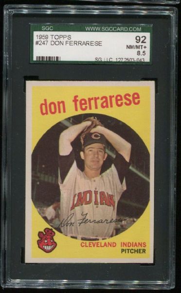 1959 Topps #247 Don Ferrarese SGC 92