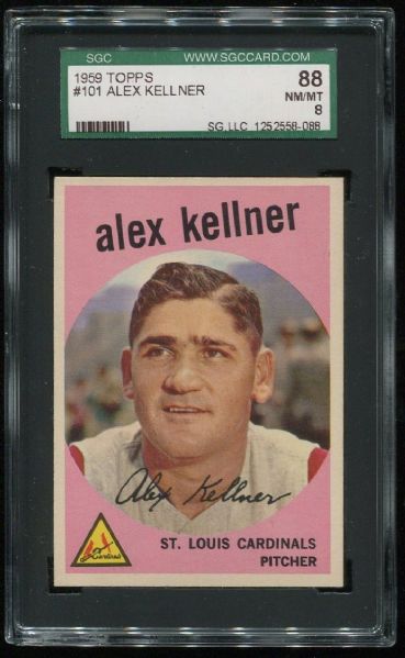 1959 Topps #101 Alex Kellner SGC 88