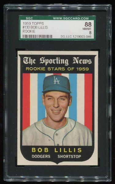 1959 Topps #133 Bob Lillis Rookie SGC 88