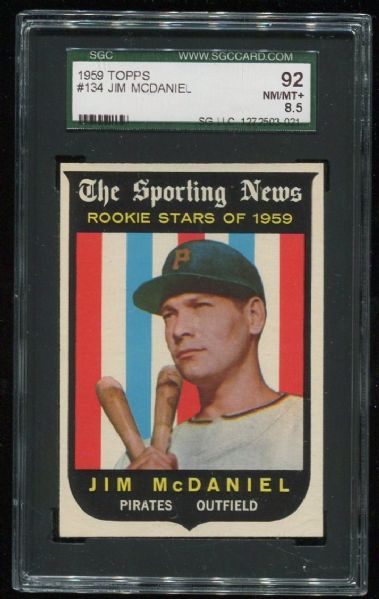 1959 Topps #134 Jim Mcdaniel SGC 92