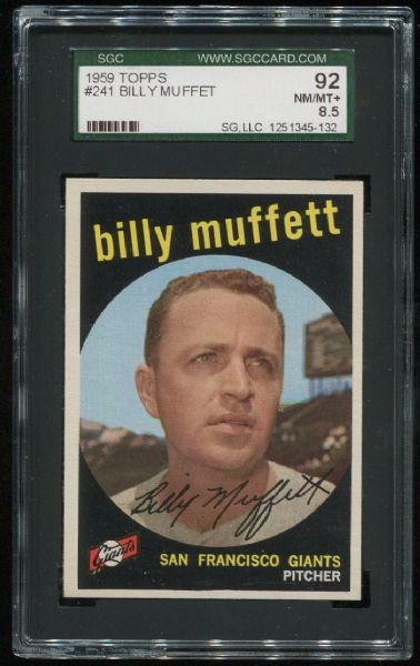 1959 Topps #241 Billy Muffett SGC 92