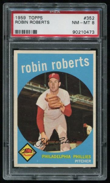 1959 Topps #352 Robin Roberts PSA 8
