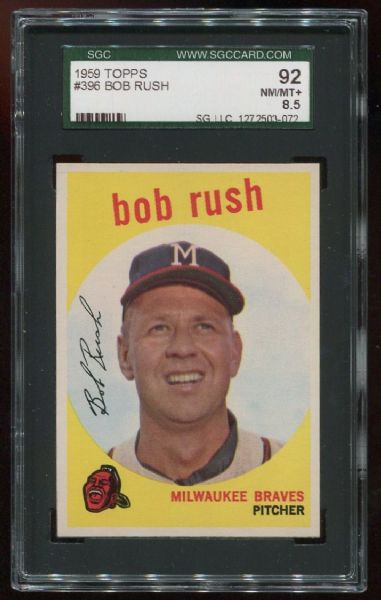 1959 Topps #396 Bob Rush SGC 92