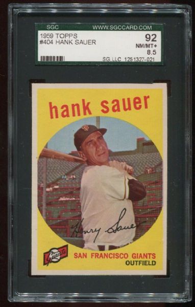 1959 Topps #404 Hank Sauer SGC 92