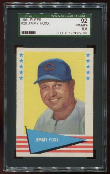 1961 Fleer #28 Jimmy Foxx SGC 92