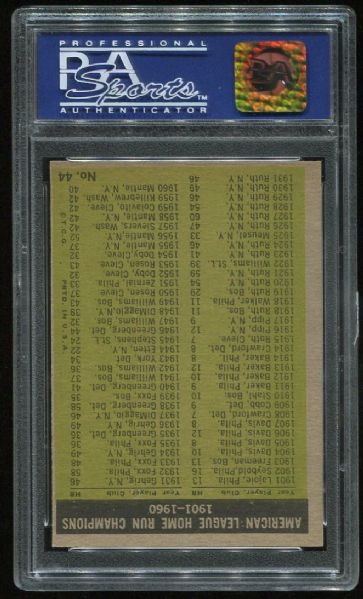 1961 Topps #44 Al Home Run Leaders Mickey Mantle Roger Maris PSA 8