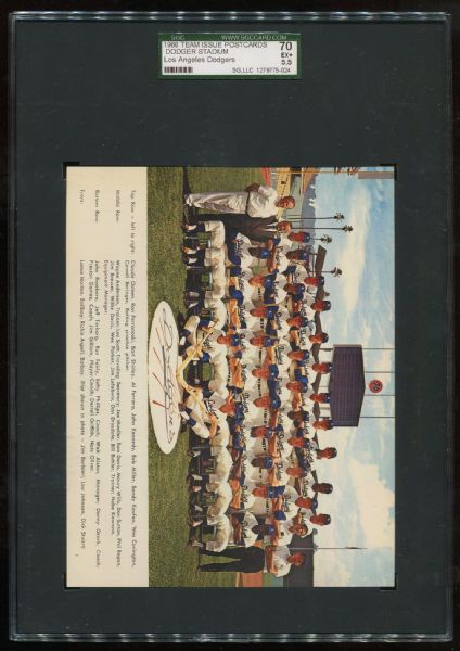 1966 Los Angeles Dodgers Team Issue Postcard SGC 70