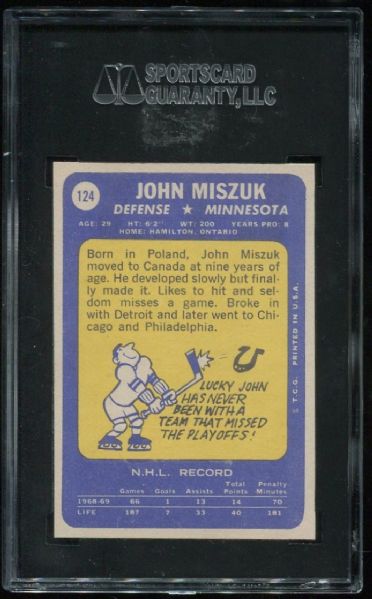 1969-70 Topps #124 John Miszuk SGC 96