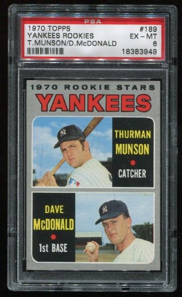 1970 Topps #189 Yankees Rookies Thurman Munson PSA 6