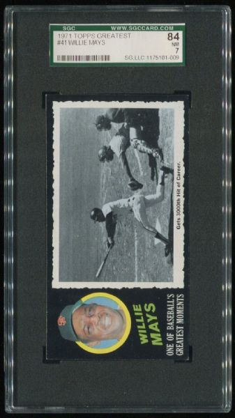 1971 Topps Greatest Moments Willie Mays #41 SGC 84