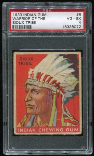 1933 Indian Gum 6 Warrior Of The Sioux Tribe PSA 4