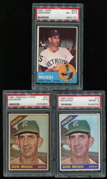 Don Mossi Lot of 7 Assorted PSA Cards