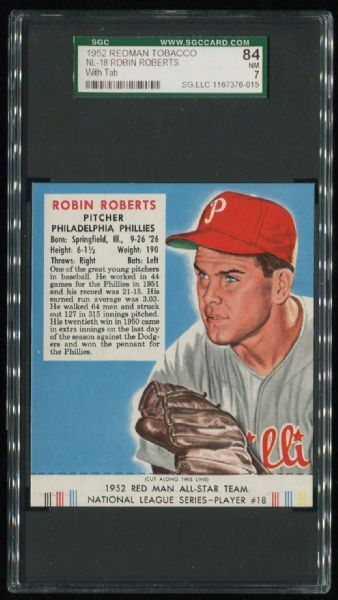 1952 Redman Tobacco NL-18 Robin Roberts SGC 84