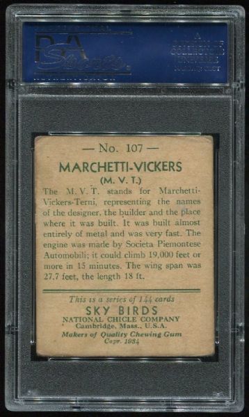 1934 National Chicle Sky Birds 107 Marchetti-Vickers PSA 3