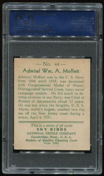 1934 National Chicle Sky Birds 44 Admiral Wm. Moffett PSA 6