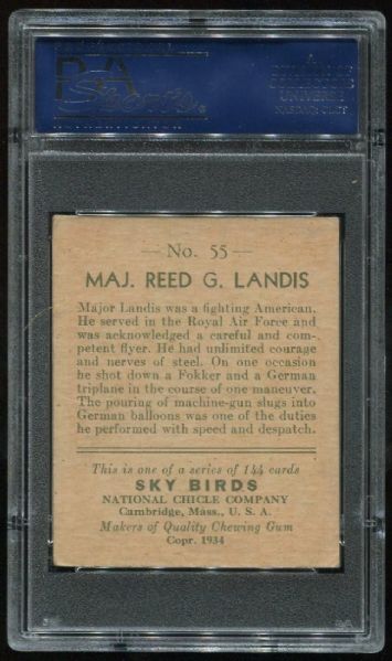 1934 National Chicle Sky Birds 55 Maj. Reed G. Landis PSA 4