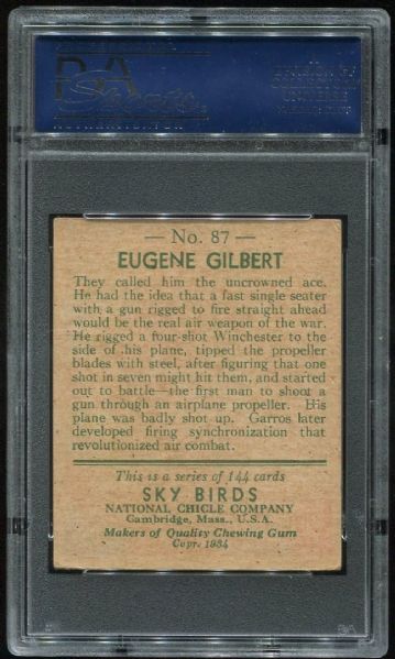 1934 National Chicle Sky Birds 87 Eugene Gilbert PSA 4