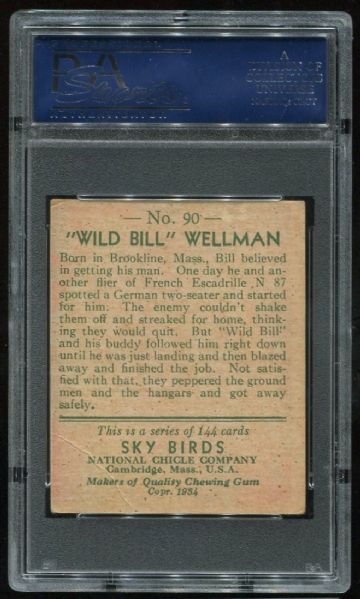 1934 National Chicle Sky Birds 90 Wild Bill Wellman PSA 3