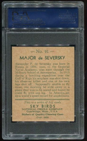 1934 National Chicle Sky Birds 91 Major Deseversky PSA 6
