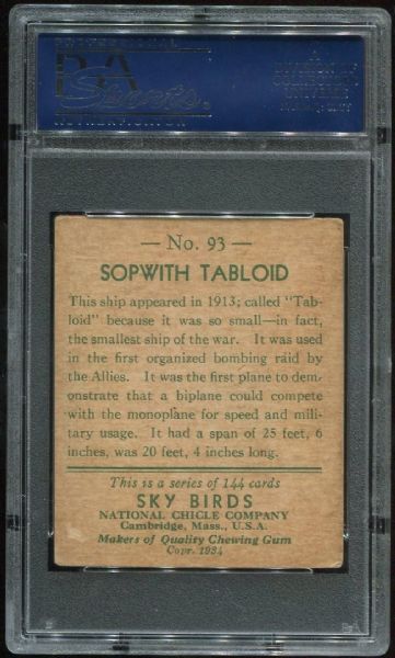 1934 National Chicle Sky Birds 93 Sopwith Tabloid PSA 4