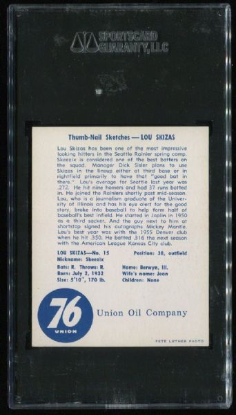 1960 Union Oil #15 Lou Skizas SGC 84