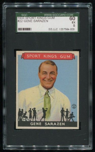 1933 Sport Kings Gum #22 Gene Sarazen SGC 60