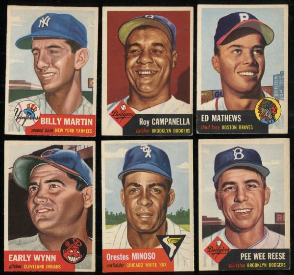 1953 Topps Complete Set with (6) Graded including SGC 80 Mantle