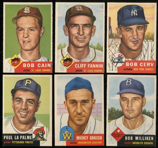 1953 Topps Complete Set with (6) Graded including SGC 80 Mantle