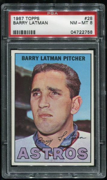 1967 Topps #28 Barry Latman PSA 8