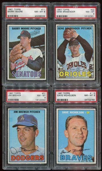 1967 Topps Lot of 10 Assorted PSA 8