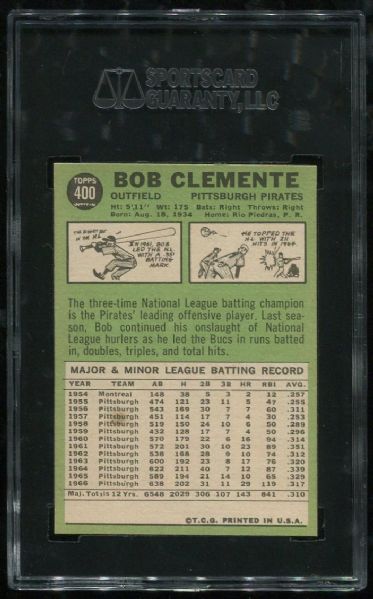 1967 Topps #400 Roberto Clemente SGC 88