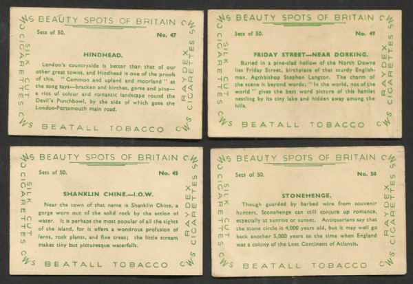 1936 CWS Beatall Tobacco 'Beauty Spots of Britain' Complete Set (50 Cards)