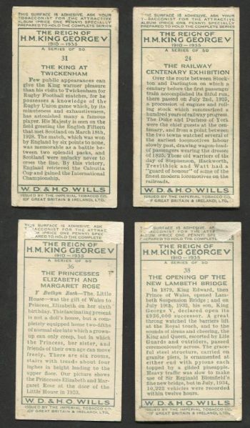 1935 Wills Cigarettes 'The Reign of HM King George V' Complete Set (50 Cards)