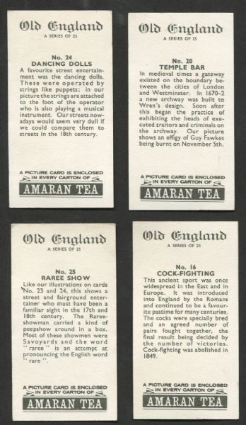 1969 Amaran Tea 'Old England' Complete Set (25 Cards)